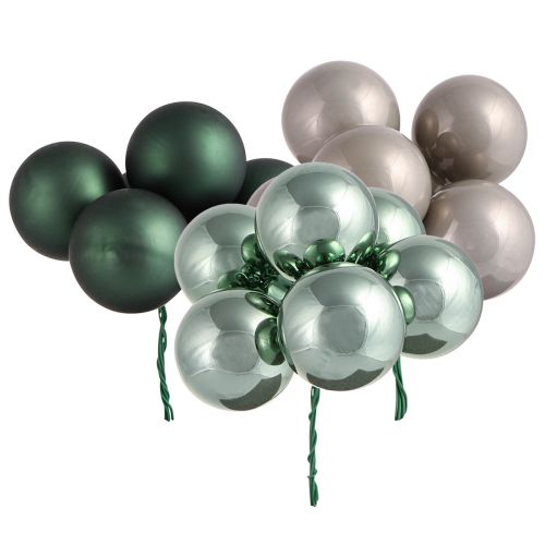 Floristik24 Christmas balls on wire made of glass green grey Ø40mm 32 pcs
