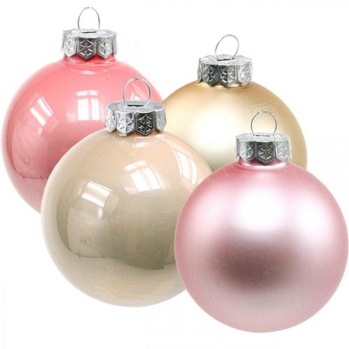 Floristik24 Christmas balls glass pink cream glass balls Ø6cm 28p