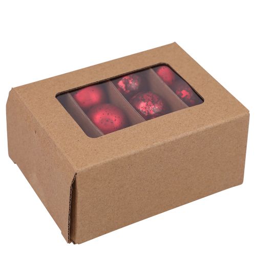 Product Christmas balls in red vintage glass mini Ø3cm 22 pcs