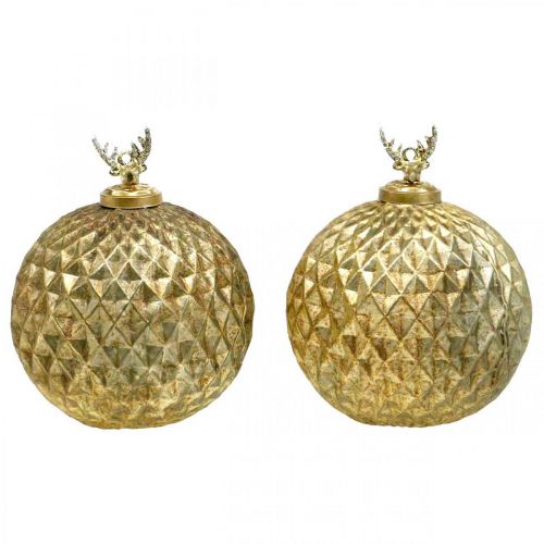 Christmas balls reindeer vintage tree decorations gold Ø12cm 2pcs