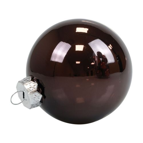 Floristik24 Christmas balls glass brown mix tree balls gloss Ø7.5cm 12pcs