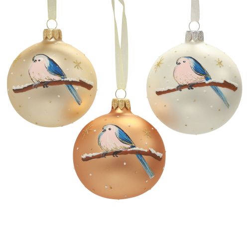 Christmas balls glass Christmas tree ball bird winter Ø8cm 6pcs