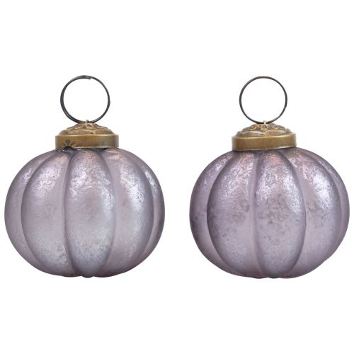 Floristik24 Christmas Balls Glass Purple Christmas Tree Balls Vintage Ø6cm 4 Pcs