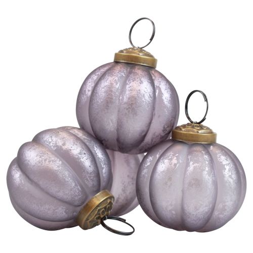 Floristik24 Christmas Balls Glass Purple Christmas Tree Balls Vintage Ø6cm 4 Pcs