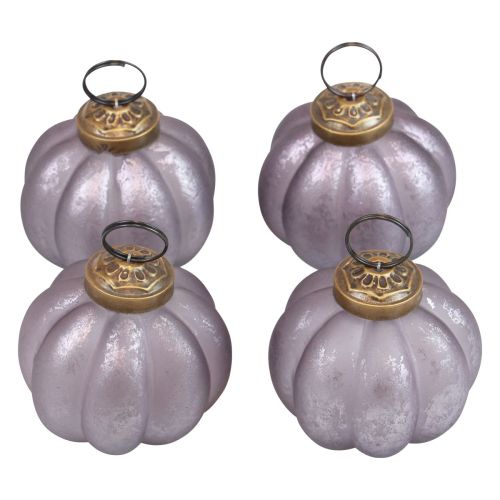 Floristik24 Christmas Balls Glass Purple Christmas Tree Balls Vintage Ø6cm 4 Pcs