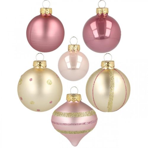 Floristik24 Christmas balls glass pink yellow assorted Ø4.5-7cm 20 pcs