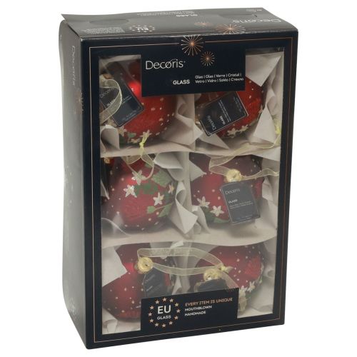 Product Christmas balls glass red Christmas tree balls meadow Ø8cm 6pcs