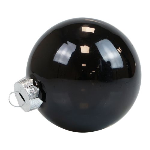Product Christmas balls glass black tree balls glossy Ø7.5cm 12 pieces