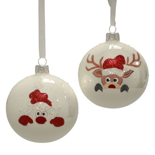 Product Christmas balls glass white Christmas tree balls winter Ø8cm 6pcs