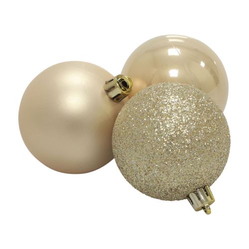 Floristik24 Christmas balls plastic champagne glitter matt Ø6cm 10p