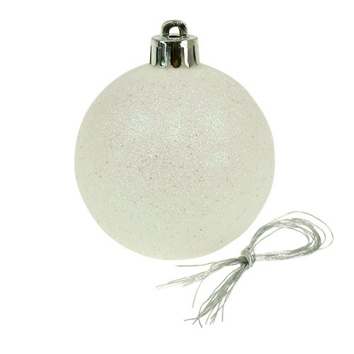 Product Christmas balls plastic white-mother of pearl Ø6cm 10p