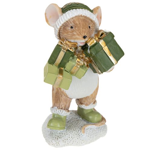 Product Christmas mice decoration mouse green brown H8cm 2 pcs
