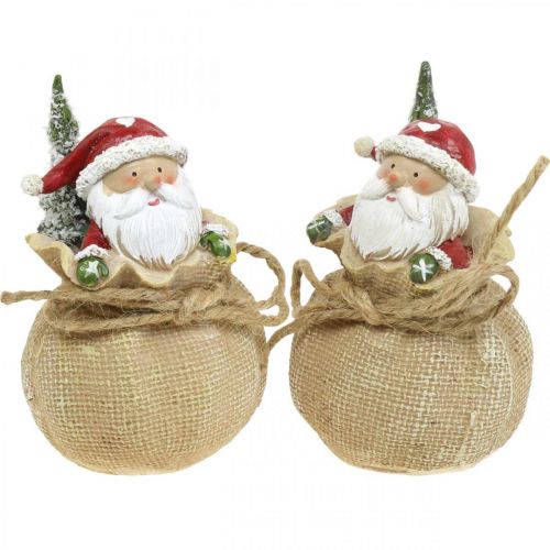 Floristik24 Deco figure Santa Claus in a sack Christmas decoration Ø8cm/H13cm 2pcs