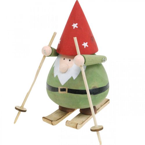 Product Gnome on skis decorative figure wood Christmas Gnome figure H13cm
