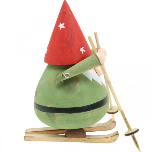 Product Gnome on skis decorative figure wood Christmas Gnome figure H13cm