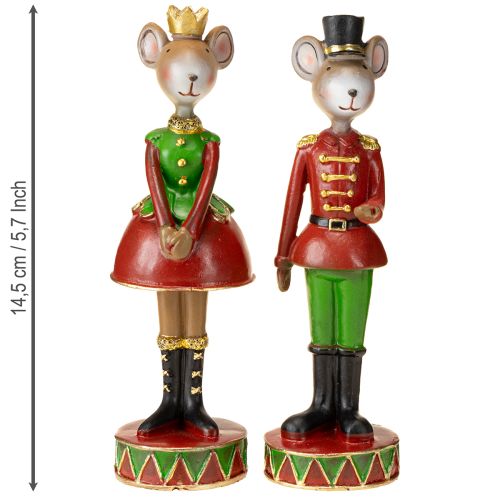 Product Christmas mouse decoration figures 14.5cm red-green 2 pieces