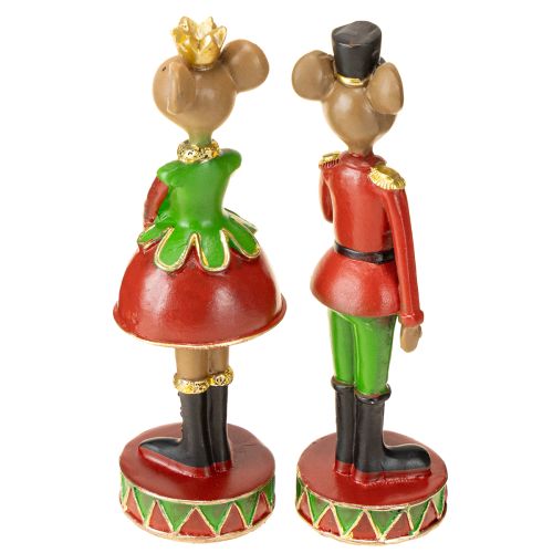 Product Christmas mouse decoration figures 14.5cm red-green 2 pieces