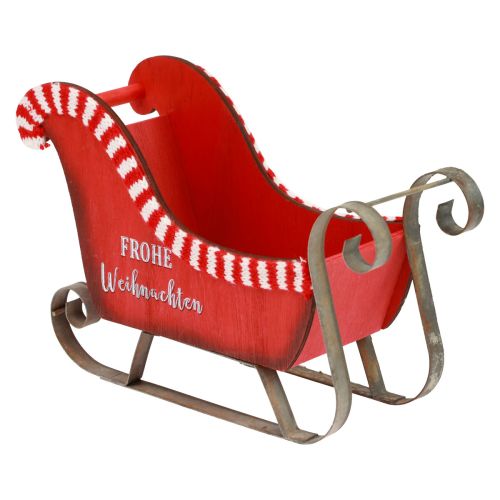 Floristik24 Christmas Sleigh Wood Metal Red Merry Christmas L26cm