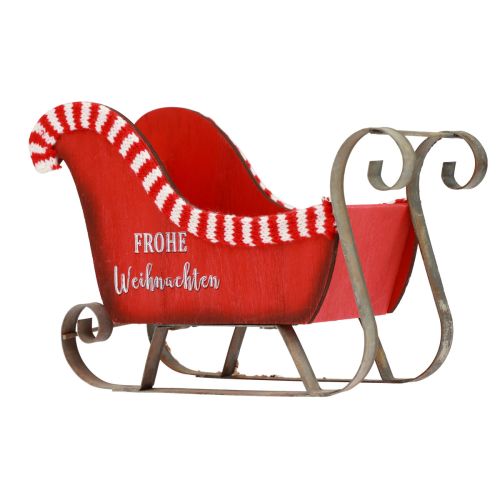 Floristik24 Christmas Sleigh Wood Metal Red Merry Christmas L26cm