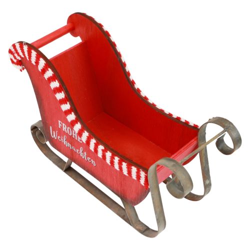 Floristik24 Christmas Sleigh Wood Metal Red Merry Christmas L26cm