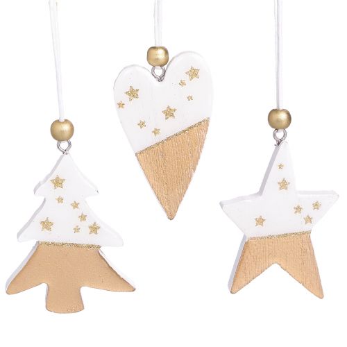Floristik24 Christmas decorations wooden star tree heart 6.5-7cm 6 pcs