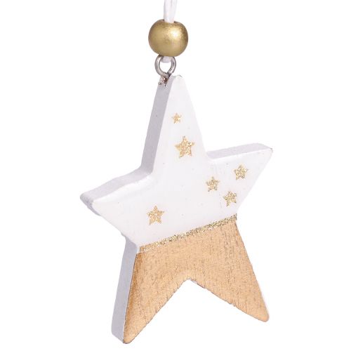 Product Christmas decorations wooden star tree heart 6.5-7cm 6 pcs
