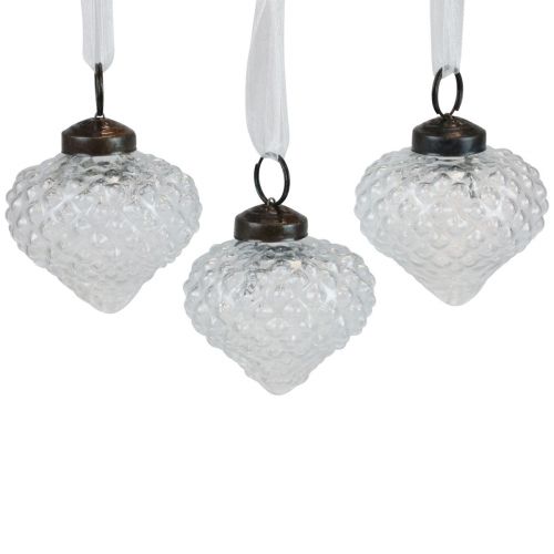 Product Christmas Decoration Glass Decoration Onion Clear Diamond Ø5.5cm 9 pcs