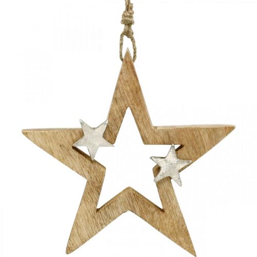 Floristik24 Christmas star to hang Star wooden decoration Christmas H22cm