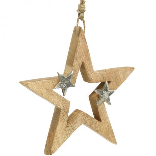 Product Christmas star to hang Star wooden decoration Christmas H22cm