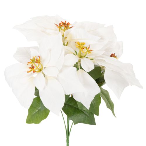 Artificial White Poinsettia Flower Stem 40cm