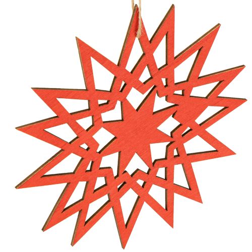 Product Christmas star wooden decoration for hanging Ø12/15cm 8 pieces