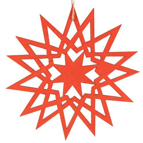 Product Christmas star wooden decoration for hanging Ø12/15cm 8 pieces