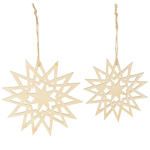 Product Christmas star wooden decoration for hanging Ø12/15cm 8 pieces