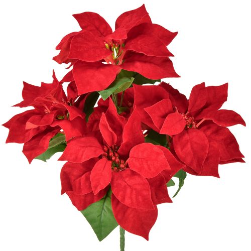 Poinsettia Red Artificial Plant 5 Flowers 40cm