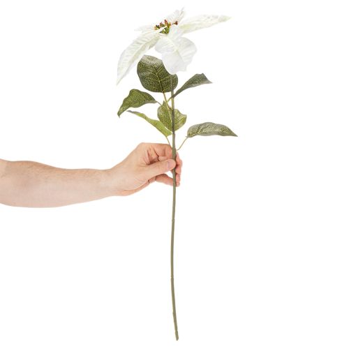 Artificial white poinsettia, large flowering branch decoration, 65cm, 2 pieces | Floristik24.co.uk