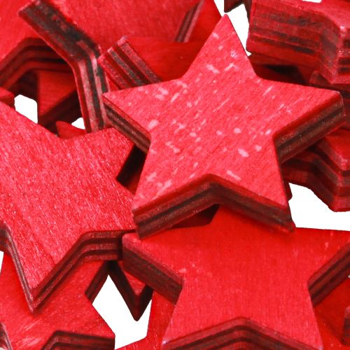 Floristik24 Christmas stars scatter decoration wood in red Ø2.5–3.5cm 36 pcs
