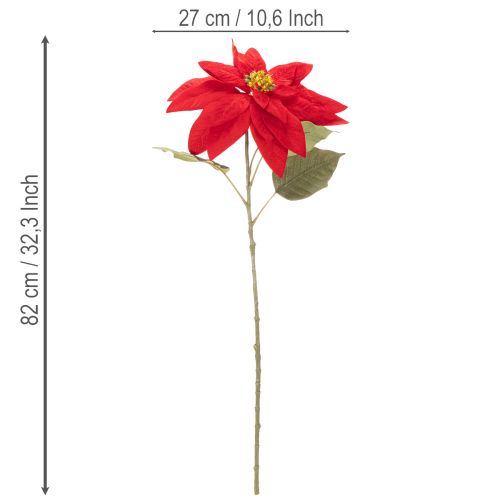 Artificial Red Poinsettia Single Stem 82cm Christmas Decoration | Floristik24.co.uk