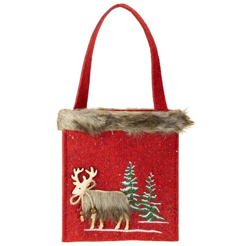 Product Christmas Bag Red with Fur 15.5cm x 18cm 3 pcs