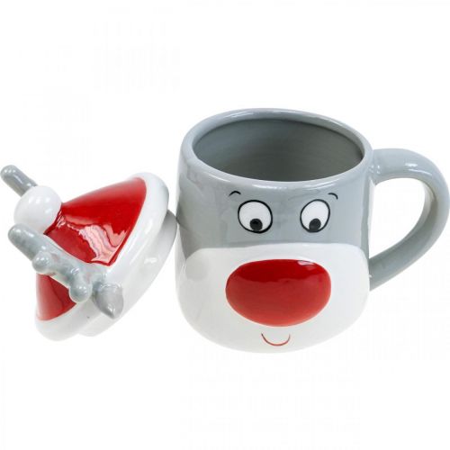 Floristik24 Christmas cup reindeer mug with lid H15cm 2pcs