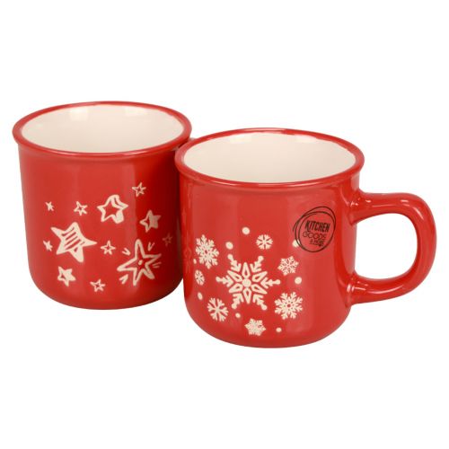 Floristik24 Christmas cups cup red ceramic cup H9cm 2pcs