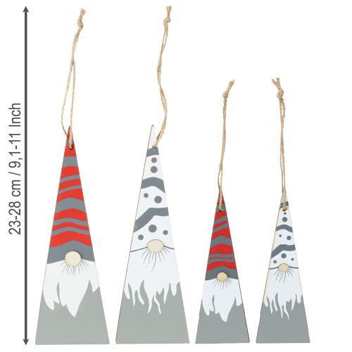 Floristik24 Christmas gnomes wooden for hanging grey red 15/19.5cm 8 pcs