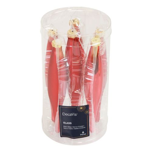 Product Christmas cone glass glass cone red glossy/matt 15cm 6pcs