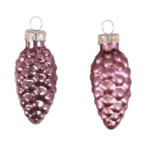 Floristik24 Christmas cones glass purple glass cones Christmas 6.5cm 10 pcs