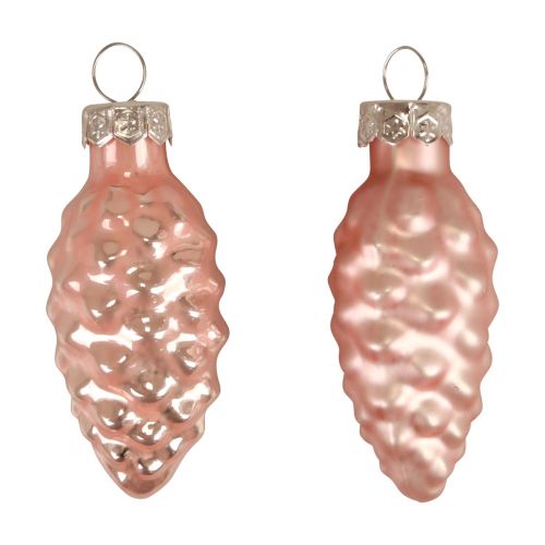 Floristik24 Christmas cone glass Pink glass cone Christmas 6.5cm 10p