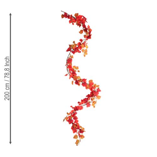 Product Vine leaf garland artificial autumn decoration red 200cm