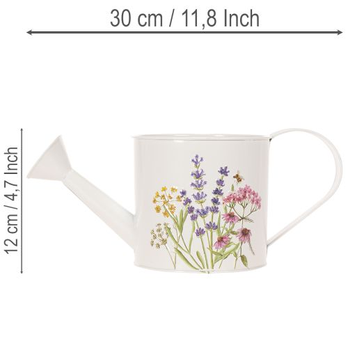 White metal watering can with floral motif, 13.5cm, decorative planter | Floristik24.co.uk