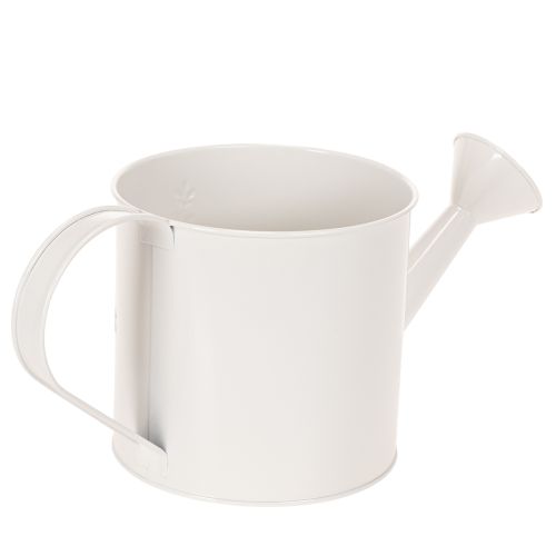 White metal watering can with floral motif, 13.5cm, decorative planter | Floristik24.co.uk
