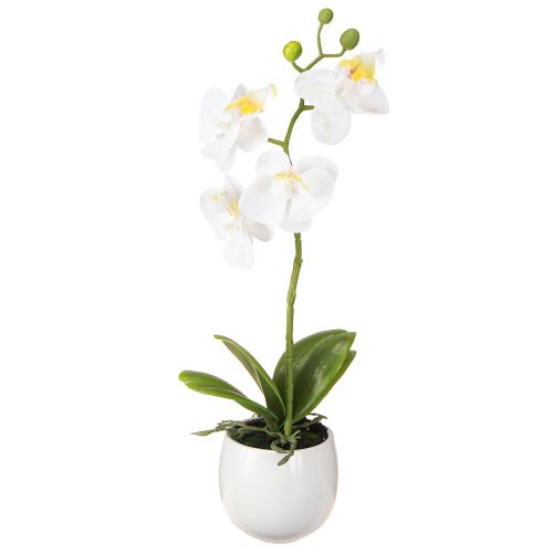 White orchid artificial flowers in pot Phalaenopsis H33cm
