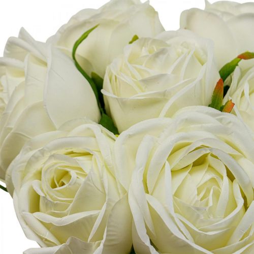 Floristik24 White roses silk flowers artificial roses in a bunch H28cm 7pcs