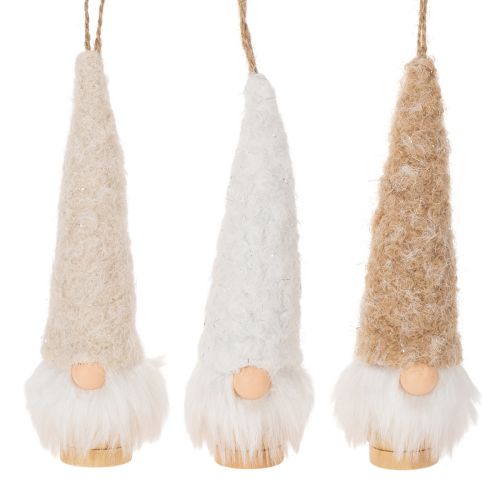 Wooden and Textile Gnome Decorations with Beard, 17cm, Set of 6, Beige, White, and Light Brown buy online | Floristik24.co.uk